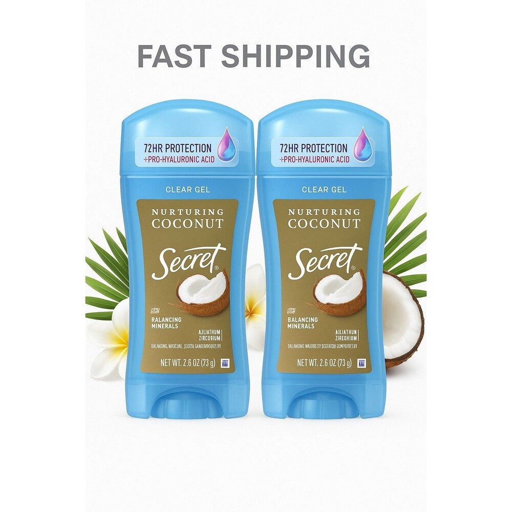 2 Pack Secret Clear Gel Deodorant‎ Nurturing Coconut 2.6oz – 72HR Protection